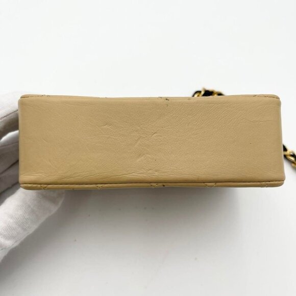 Authentic CHANEL 24K  Vintage Classic Single Flap Quilted Lambskin Chain Bag Tan - Picture 16 of 16